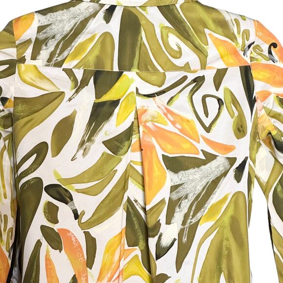 JOSEPH A Colorful Button Up Jacket Sz 10 Short Trench Coat Green Orange Tropical - Picture 7 of 9